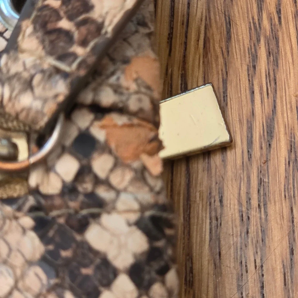 Snakeskin Print Faux Leather Crossbody Bag Gold Hardware Small Purse Vintage Y2K